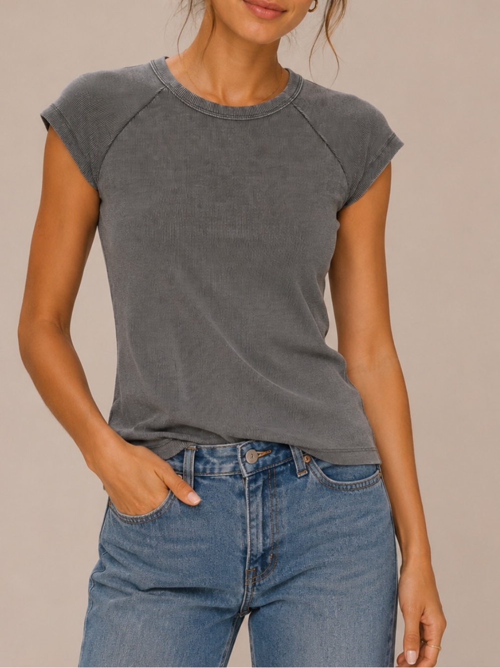 JJXX Casual Ribbed Tee Size XS
